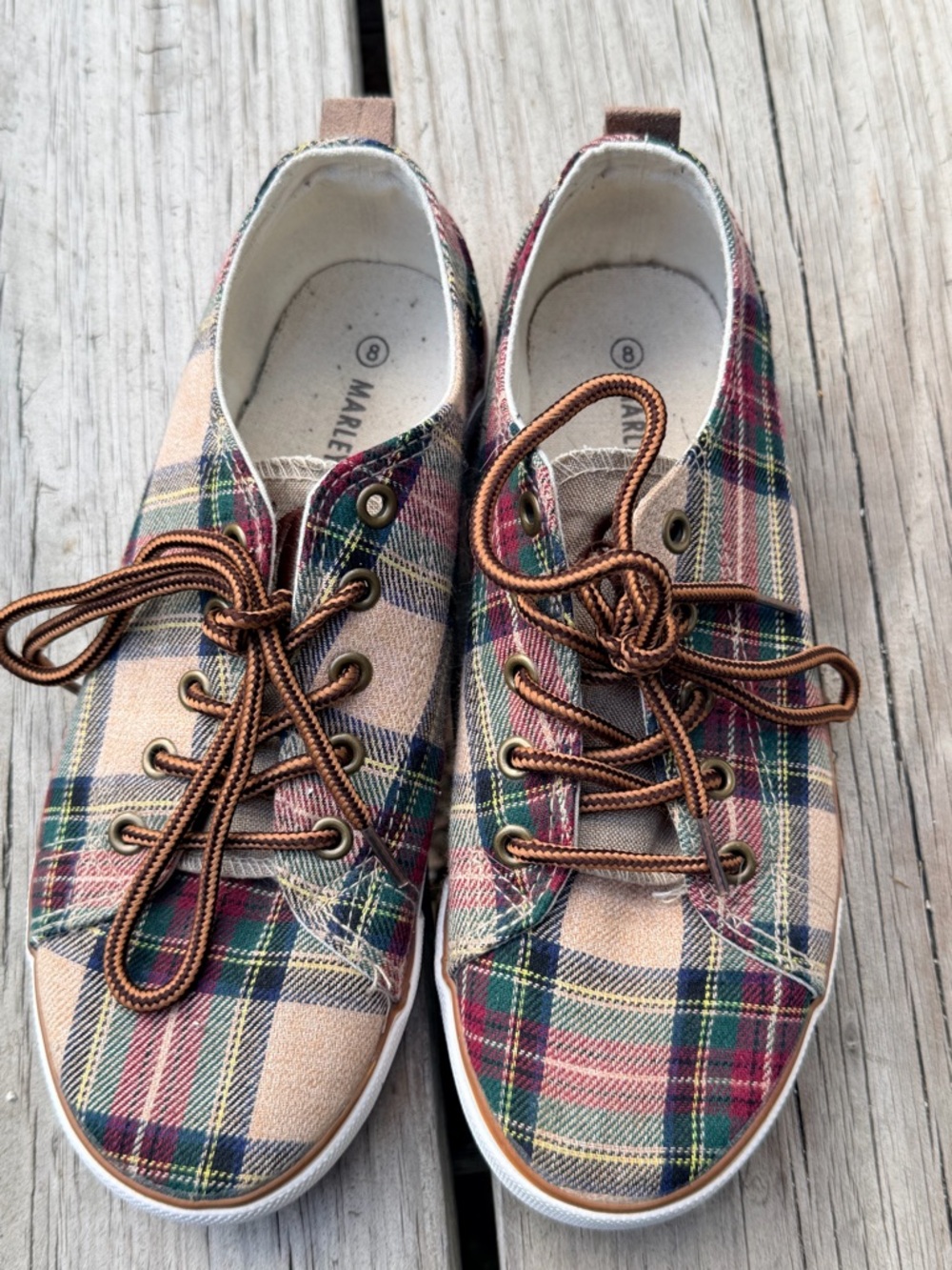 Marley Lilly Plaid Sneakers Size 8 Preppy Cottagecore Casual 8